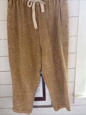 Mes Demoiselles Cropped Drawstring Pants in Camel Brown